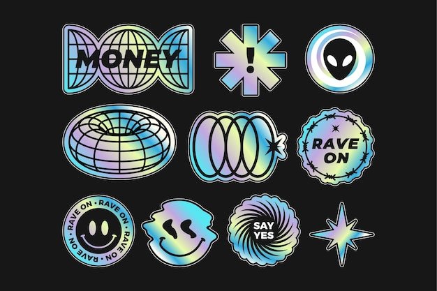 Gradient rave party sticker